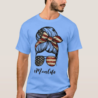 T-shirt Fête des mères Maman Vie Bun Cheveux Lunettes de s