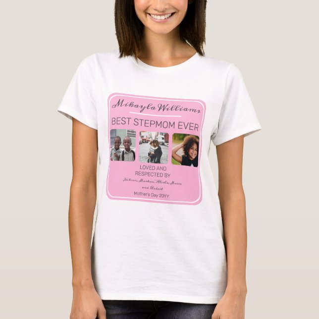 T-shirt Fête des mères rose Meilleure mère jamais trois ph (Devant)