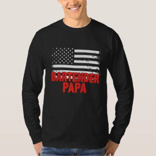 T-shirt Fête des pères bartender Papa American Flag