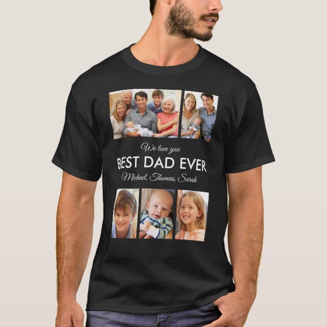 T-shirt Fête des pères Collage photo de meilleur papa (Devant)