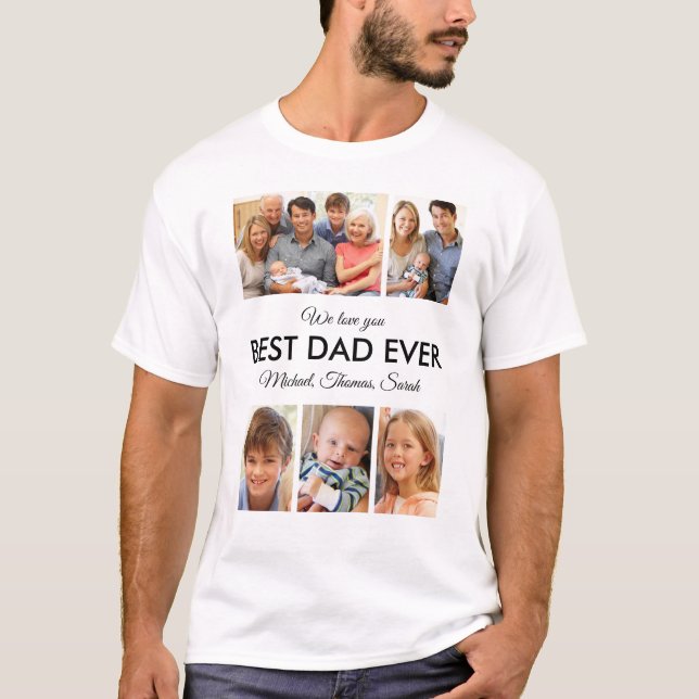 T-shirt Fête des pères Collage photo de meilleur papa (Devant)