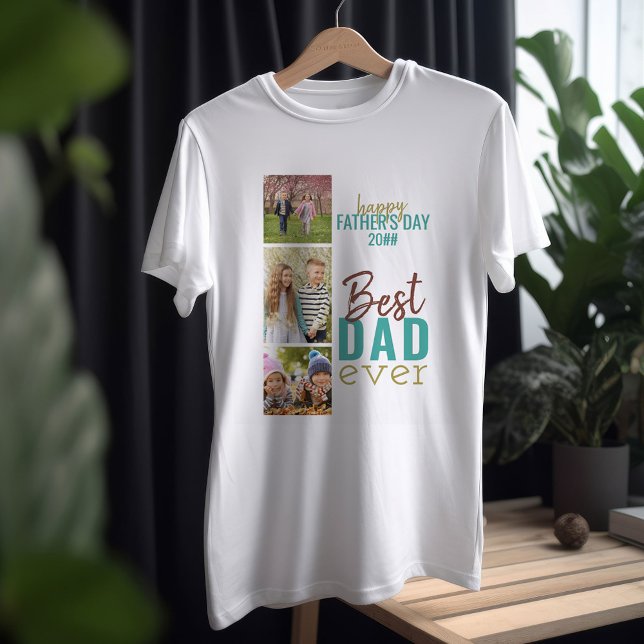 T-shirt Fête des pères de Collage photo Best Dad Ever 3 (Créateur téléchargé)