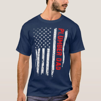 T-shirt Fête des pères Drapeau Américain Plumber Papa