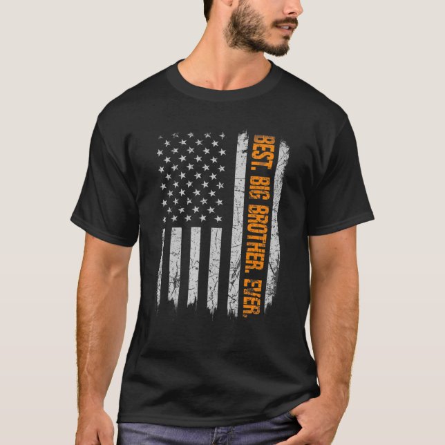 T-shirt Fête des pères Drapeau Américaine Meilleur Big Bro (Devant)