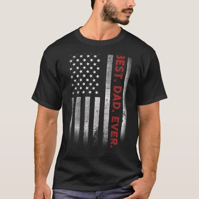 T-shirt Fête des pères du drapeau américain de meilleur pè (Devant)