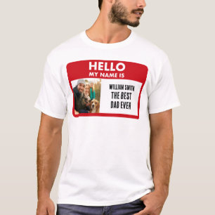 T-shirt Fête des Pères Étiquette de nom de photo personn