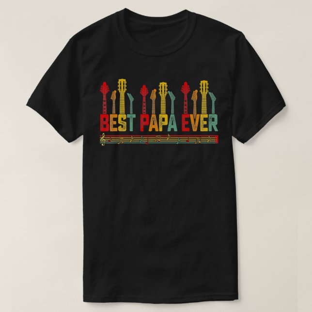 T-shirt Fête des pères guitariste Père Best Papa Ever Guit (Design devant)