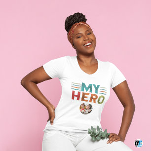 T-shirt Fête des pères   Mon héros   Photo Avec Papa