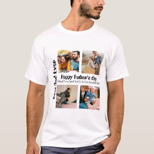 T-shirt Fête des pères personnalisée 4 photo collage Meill (Devant)