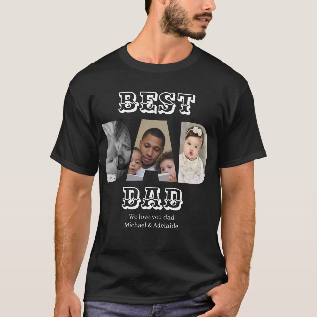T-shirt Fête des pères personnalisée Collage photo meilleu (Devant)