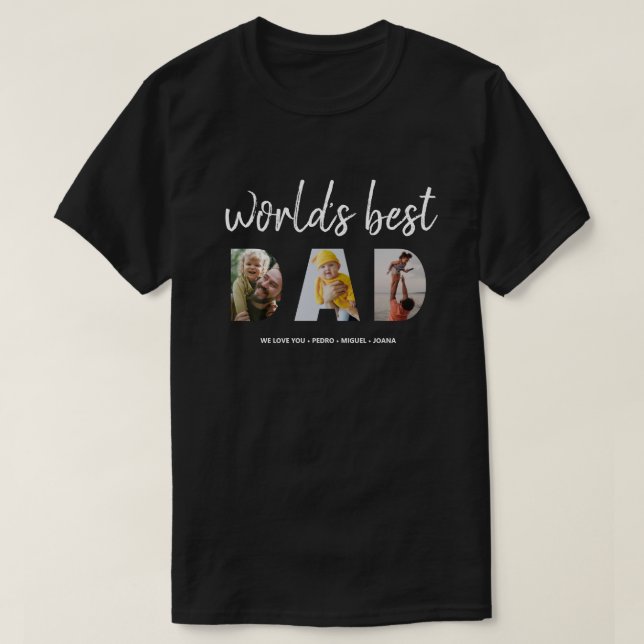 T-shirt fête des pères Photo Collage Mondes Meilleur Papa  (Design devant)