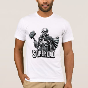 T-shirt Fête des pères Rétro Funny Super Papa Skeleton