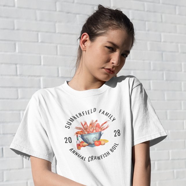 T-shirt Fête d'été en famille Friture de fruits de mer Bou (Annual Crawfish Boil Family Cookout Girls Custom T-Shirt)