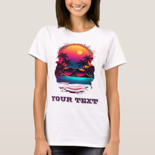 T-shirt fête d'été rétro neon tropical island