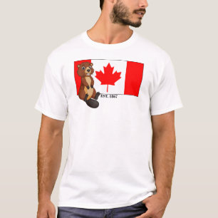 T-shirt Fête du Canada Est. Drapeau et castor 1867