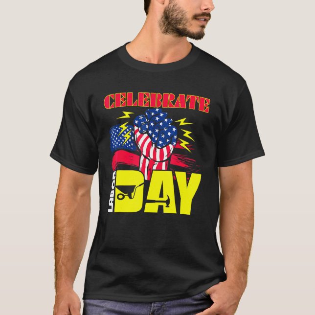 T-shirt Fête du Travail Américain Drapeau Employé (Devant)