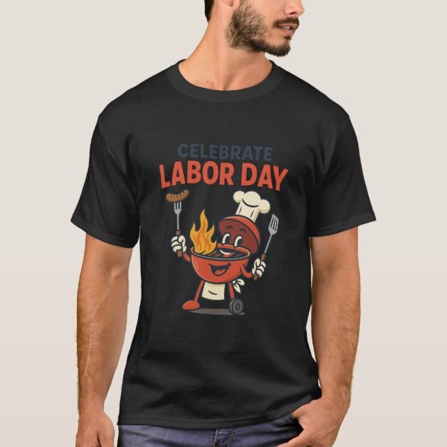 T-shirt Fête du Travail BBQ Party Cartoon - Grill Master T (Devant)