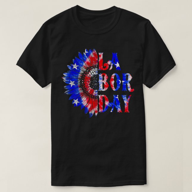 T-shirt Fête du Travail Tournesol USA Drapeau Bonne Fête d (Design devant)