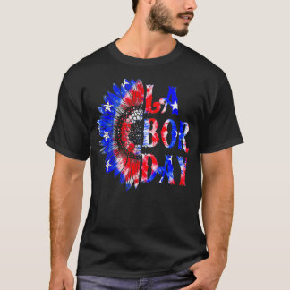 T-shirt Fête du Travail Tournesol USA Drapeau Bonne Fête d