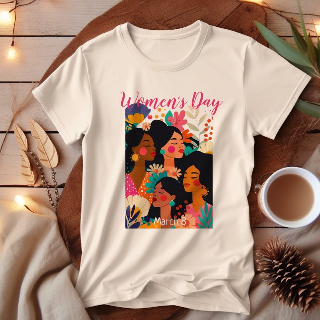 T-shirt Fête internationale des femmes rose florale (Créateur téléchargé)