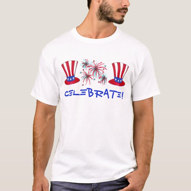 T-shirt Fête Juillet 4 Feu d'artifice Oncle Sam USA (Devant)