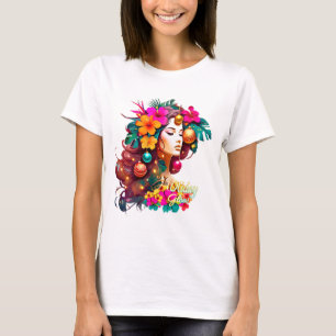 T-shirt Fête Lumineuse Tee Tropical Floral Design de Noël
