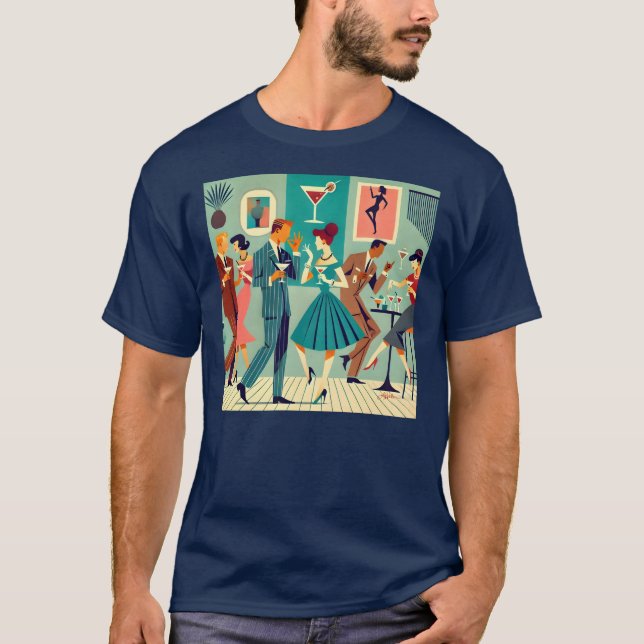 T-shirt Fête Moderne Du Milieu Du Siècle Martini Dance (Devant)