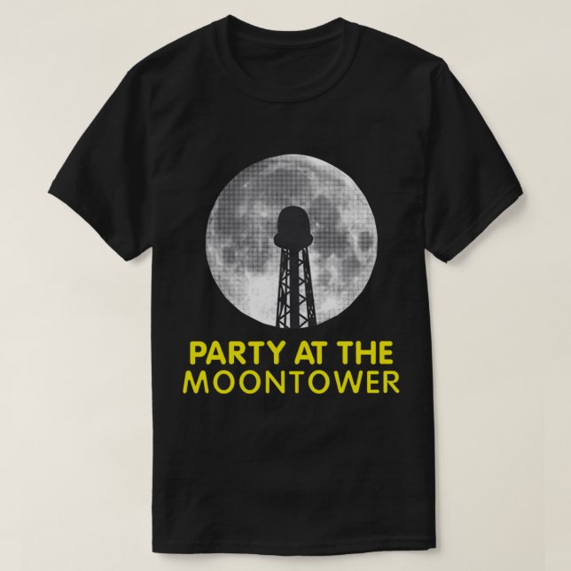 T-shirt Fête rasée et confuse à la tour de la lune (Design devant)