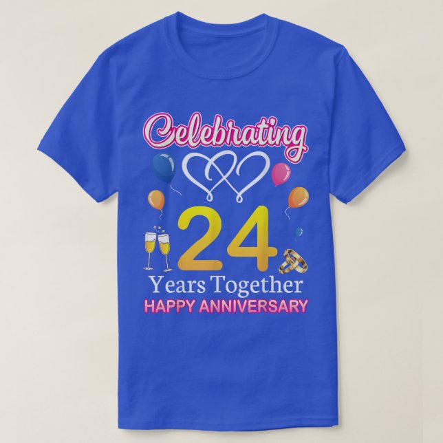 T-shirt Fêter 24 ans ensemble Bonne Mariage Annive (Design devant)