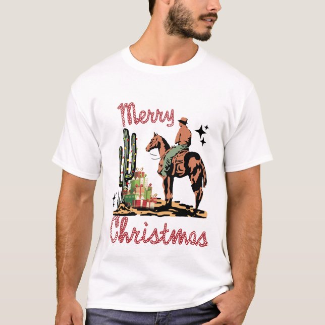 T-shirt fêter Noël occidental Vacances cowboy (Devant)
