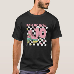 T-shirt Fêter ses 10 ans en patins à roulettes pour filles
