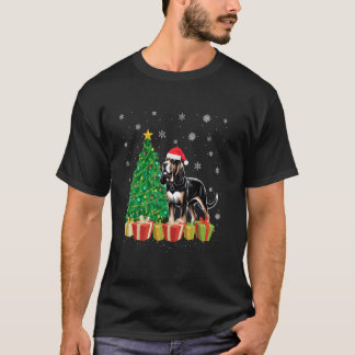 T-shirt Feu d'arbre de Noël Feu de Noël Bloodhound Chien C
