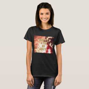 T-shirt Feu d'artifice 12 4 juillet femme chemise noire
