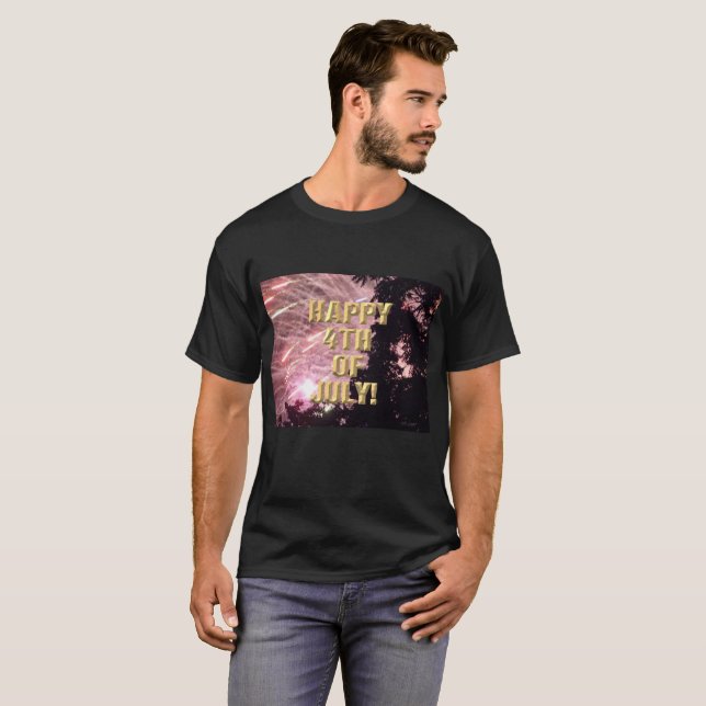 T-shirt Feu d'artifice 17 4 juillet homme chemise noire (Devant entier)