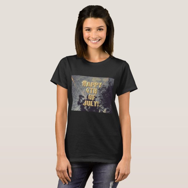 T-shirt Feu d'artifice 19 4 juillet femme chemise noire (Devant entier)