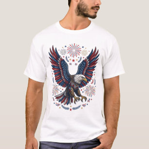 T-shirt Feu d'artifice aigle chauve patriotique vecteur vi