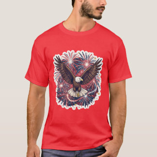 T-shirt Feu d'artifice de l'aigle patriotique