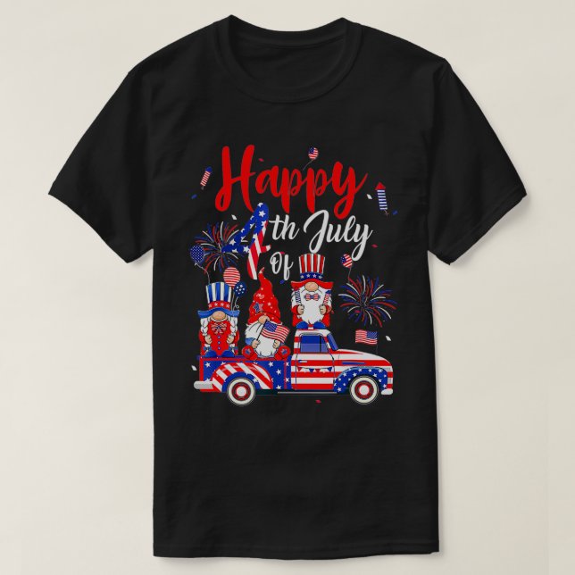 T-shirt Feu d'artifice du drapeau américain Trois 4 juille (Design devant)
