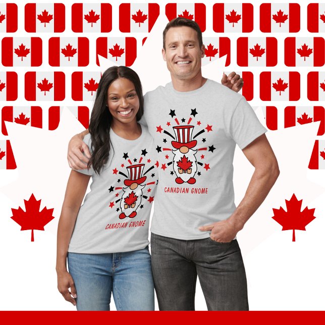 T-shirt Feu d'artifice Fête du Canada Unisex (Celebrate Canada Day in style with the Canadian Gnome Stars Fireworks Canada Day Unisex T-Shirt.)