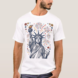 T-shirt Feu d'artifice vintage Liberty Design vectoriel pa