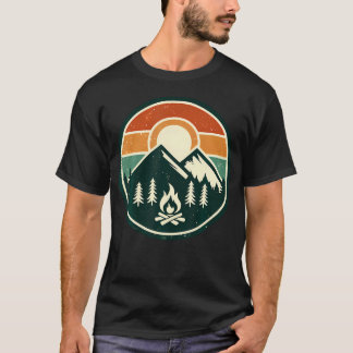 T-shirt Feu de camp rétro vintage Camping Camper Extérieur