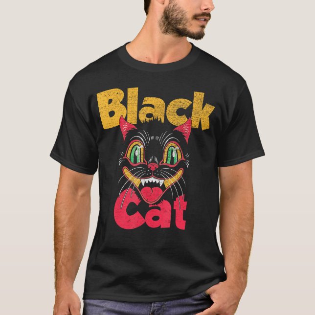 T-shirt Feu de Chat noir d'Halloween (Devant)