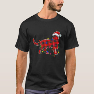 T-shirt Feu de Noël de chat Drôle Red Plaid Chien Papa M