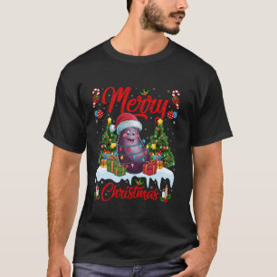 T-shirt Feu de Noël Éclairage Santa Chapeau drôle Éclairag