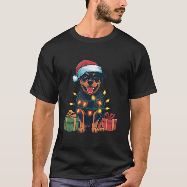 T-shirt Feu de Noël Feu de Noël Feu de Noël Rottweiler Chi (Devant)