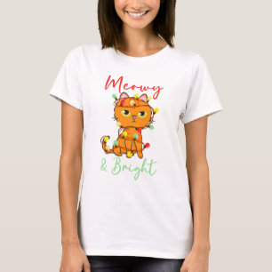 T-shirt Feu de Noël Meowy & Bright orange cat