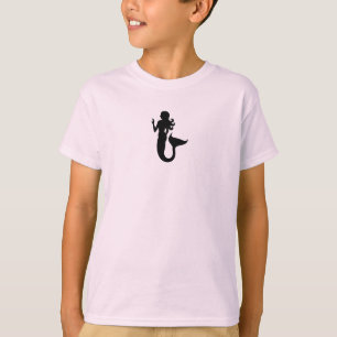 T-shirt Feu d'océan_Sirène noire sur rose