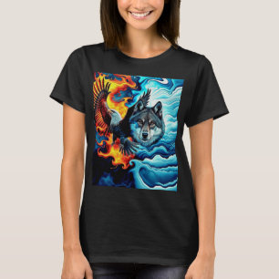 T-shirt Feu et glace - Aigle et Loup