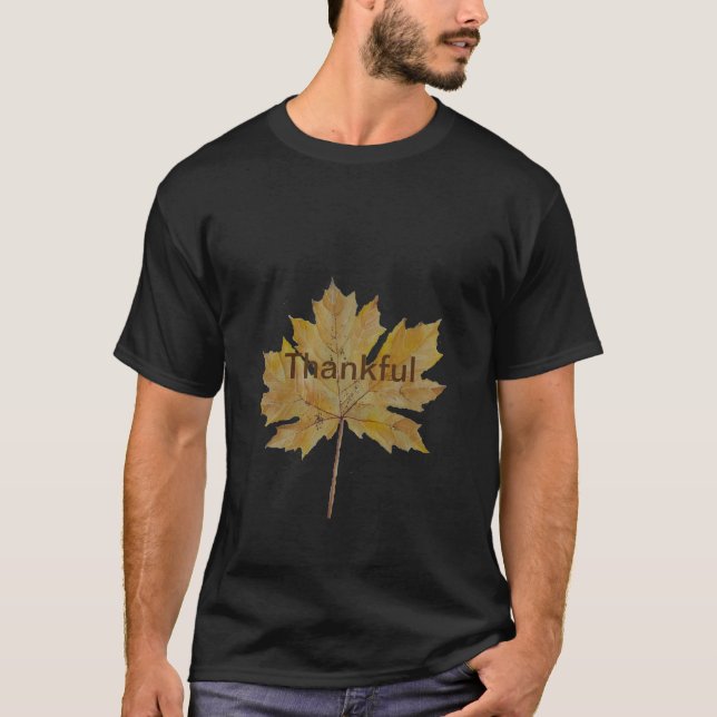T-shirt Feuille d'automne disant merci Couleurs d'automne (Devant)