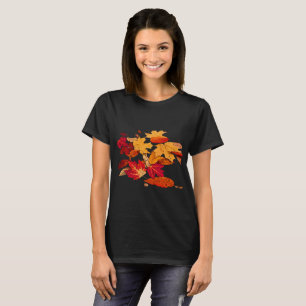 T-shirt Feuille d'automne orange rouge de brun jaune
